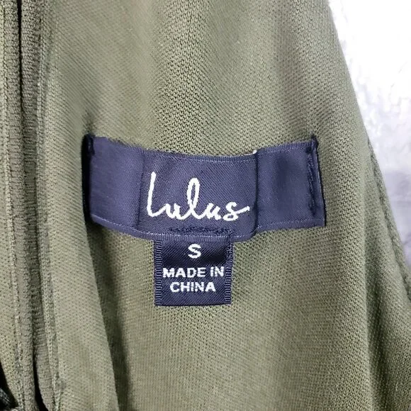 NWT Lulus In the City Green Olive Surplice Sleeveless Jumpsuit Pocket Size Small - Picture 9 of 11